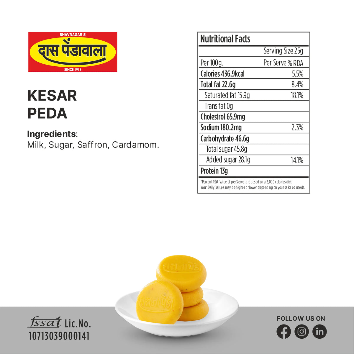 Kesar Sticker Buy Kesar Peda Online - Authentic Taste from Das Pendawala